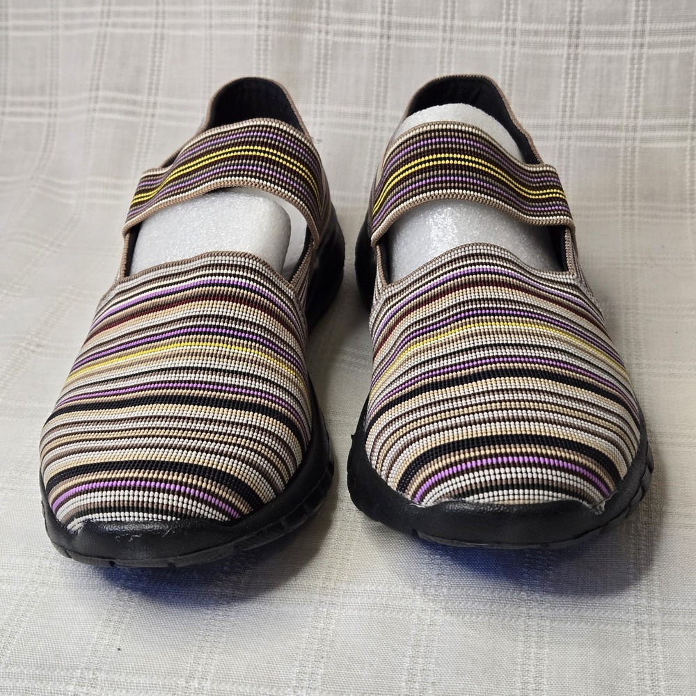 NWOB‎ Bernie Mev Mary Jane Comfort Shoes 39 (8) Multicolor Striped Slip On Flats - Picture 2 of 11